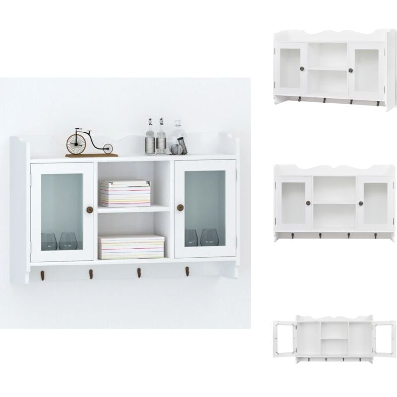 Hängeschrank mdf Weiß - Hängeschrank - Wandregal - Küchenregal - Glasvitrine - Weißes Möbelstück