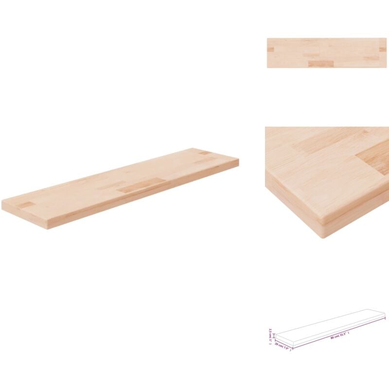 Regalboden 80x20x2,5 cm Unbehandeltes Massivholz Eiche - Wandregal - Eichendielen - Holzkasten - Dekorationselement - Möbelstück