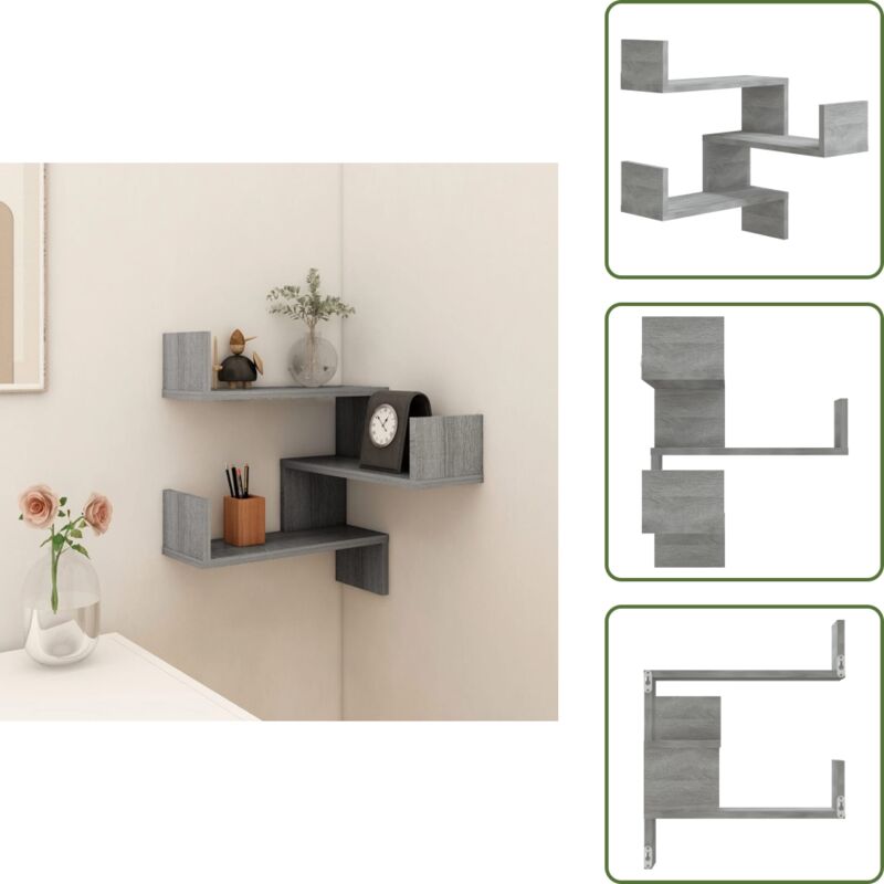 Wand-Eckregal Grau Sonoma 40x40x50 cm Holzwerkstoff - Wand Regal - Eckschrank - Regal Grau - Holzwerkstoff Möbel - Wohnzimmer Deko