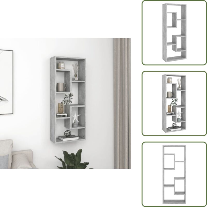Wandregal Betongrau 36x16x90 cm Holzwerkstoff - Wand Regal - Betongrau - Holzregal - Regal Deko - Aufbewahrungslösung