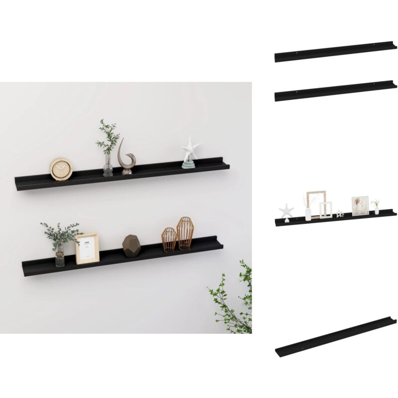 Wandregale 2 Stk. Schwarz 100x9x3 cm - Wandregal - Schwarzes Wandregal - Regal Schwarz - Möbel Für Die Wand - Modernes Wandregal