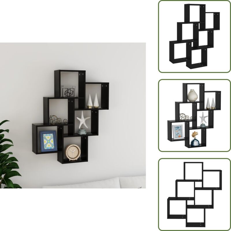 Würfelregal Schwarz 78x15x93 cm Holzwerkstoff - Wand Regal - Schwarzes Regal - Regal Aus Holzwerkstoff - Aufbewahrungshelfe - Deko Regal