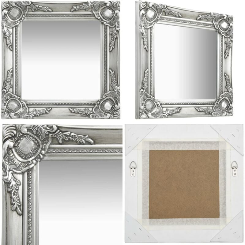 Wandspiegel im Barock-Stil 40x40 cm Silbern - Wandspiegel - Barockstil - Silberner Spiegel - Quadratischer Spiegel - Vintage Spiegel - Home & Living