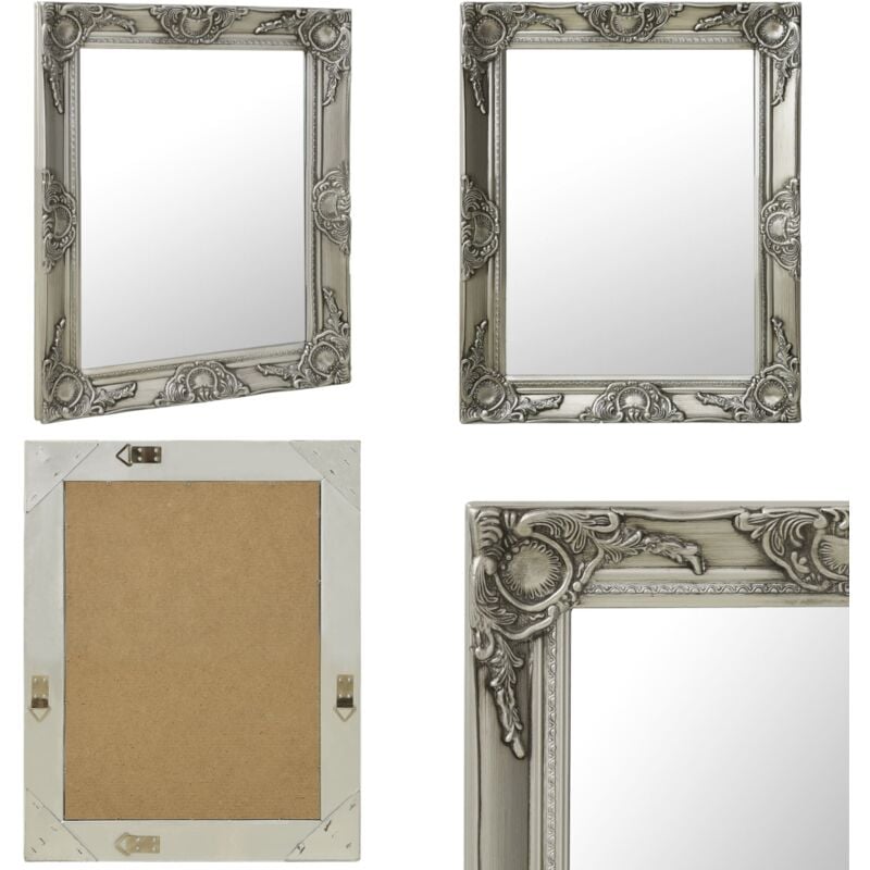 Vidaxl - Wandspiegel im Barock-Stil 50x60 cm Silbern - Barockspiegel - Wandspiegel - Silberner Spiegel - Rechteckiger Spiegel - Vintage Spiegel