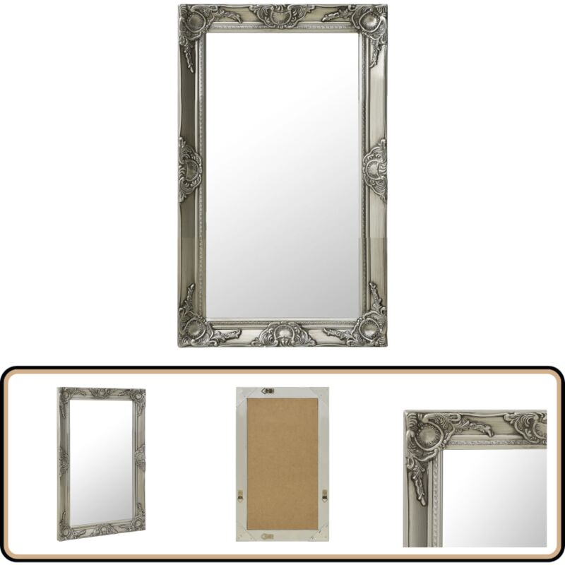 Vidaxl - Wandspiegel im Barock-Stil 50x80 cm Silbern - Wandspiegel - Barockstil - Silberner Spiegel - Vintage Spiegel - Wohnzimmerdeko