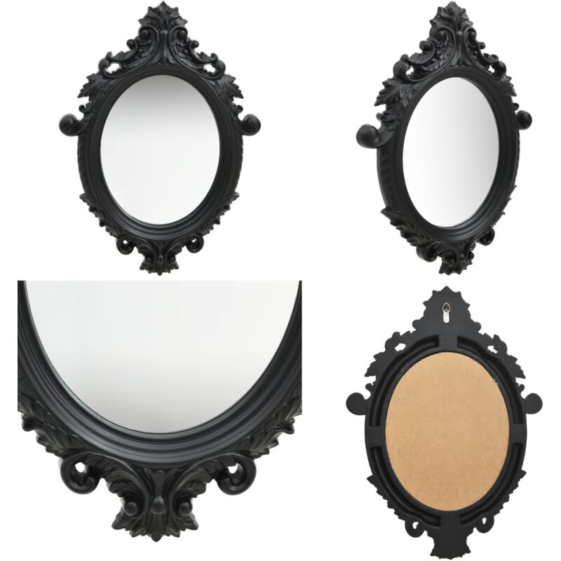 Vidaxl - Wandspiegel im Schloss-Stil 56x76 cm Schwarz - Wandspiegel - Ovaler Spiegel - Antik-Spiegel - Wohnzimmerdeko - Schlafzimmerdekor - Home &