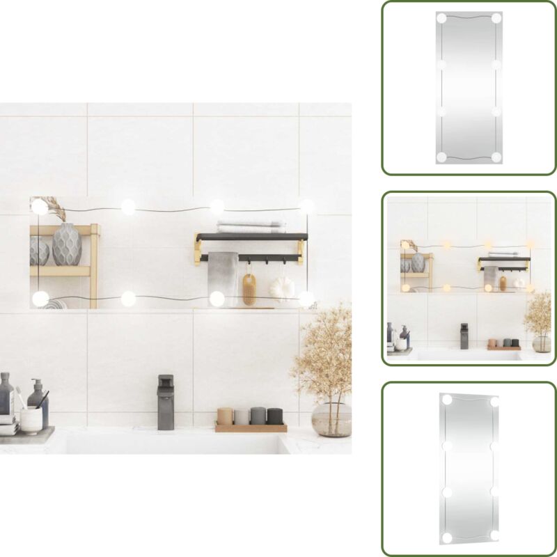 Wandspiegel mit LED-Leuchten 30x80 cm Glas Rechteckig - Wandspiegel - LED-Spiegel - Dekospiegel - Badspiegel - Schlafzimmerspiegel