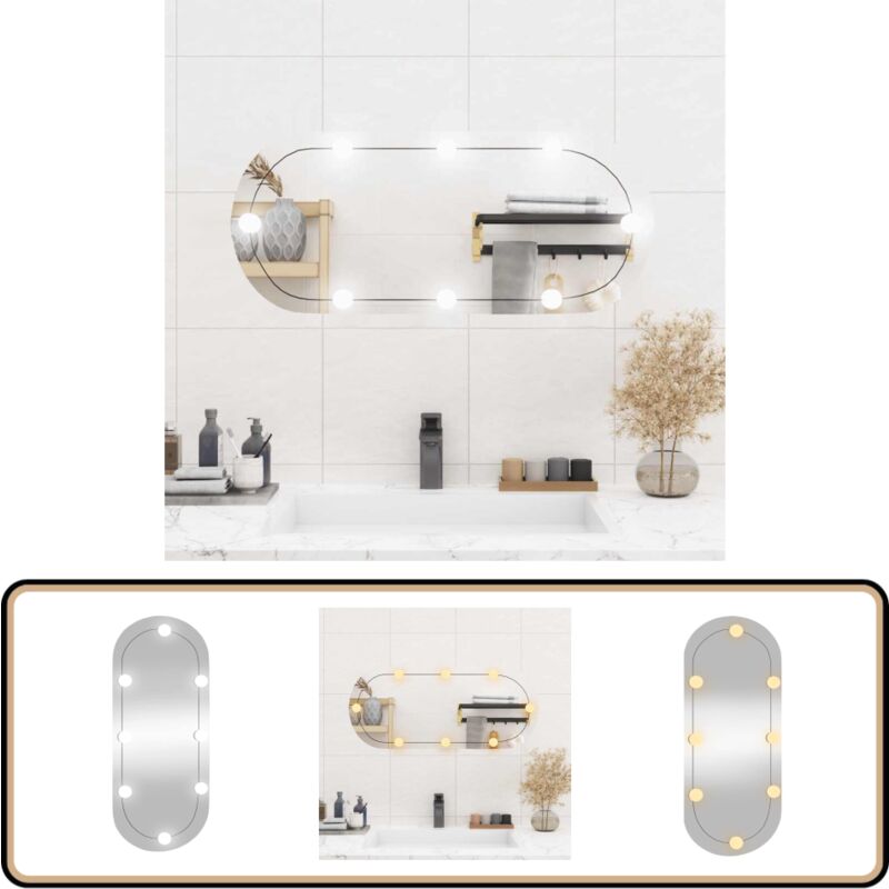 Wandspiegel mit LED-Leuchten 35x80 cm Glas Oval - Wandspiegel - LED-Spiegel - Dekospiegel - Badspiegel - Wohnzimmerspiegel