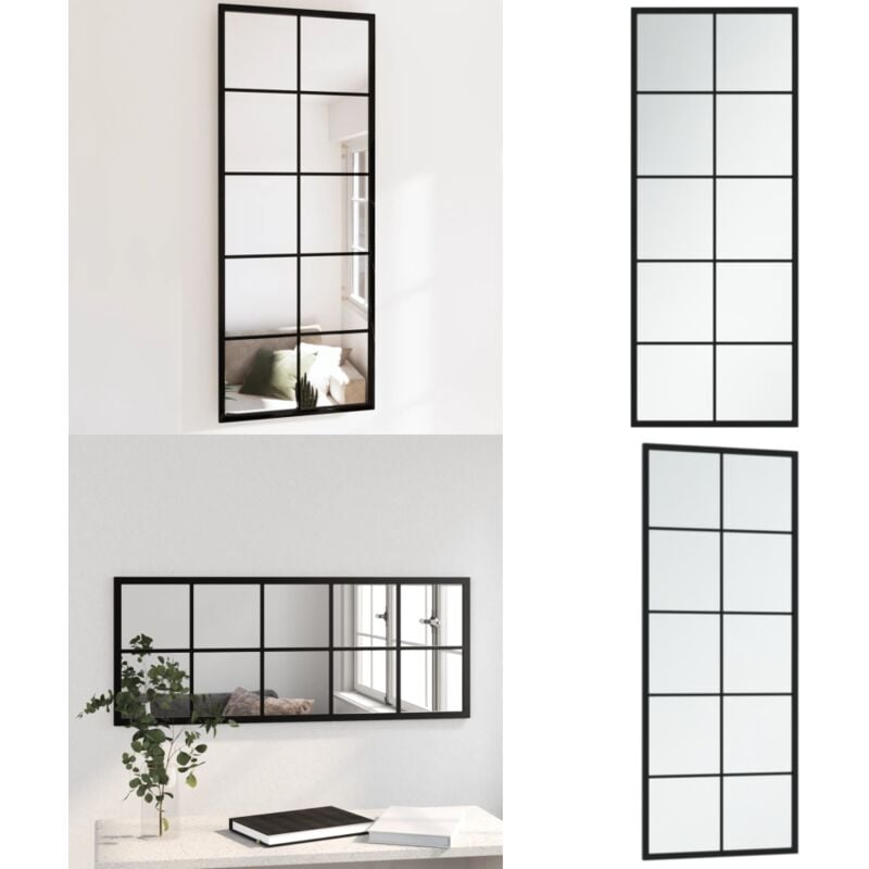 Vidaxl - Wandspiegel Schwarz 100x40 cm Metall - Wandspiegel - Schwarzer Spiegel - Großer Spiegel - Rechteckiger Spiegel - Metallspiegel - Home &