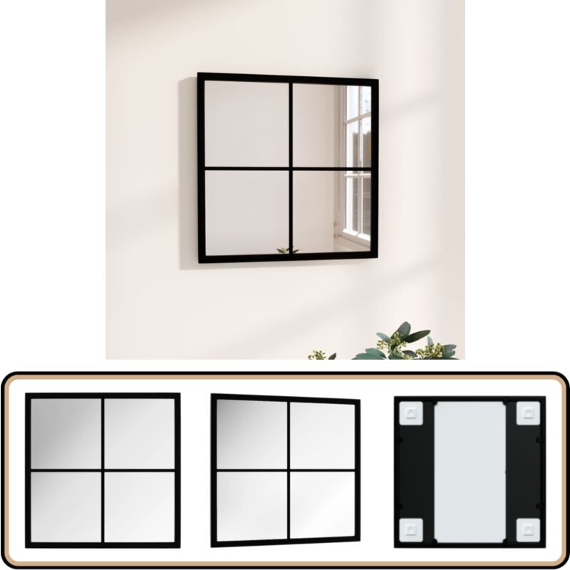 Wandspiegel Schwarz 40x40 cm Metall - Wandspiegel - Schwarzer Spiegel - Rechteckiger Spiegel - Wohnzimmerdeko - Schlafzimmerdekor