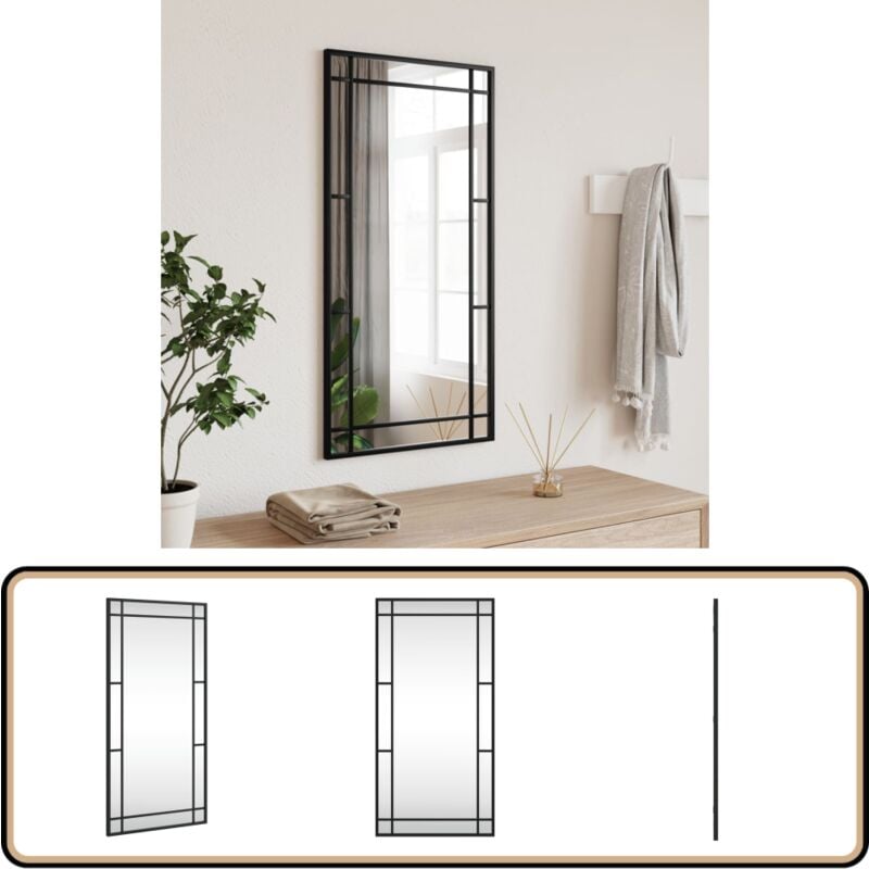 Vidaxl - Wandspiegel Schwarz 40x80 cm Rechteckig Eisen - Wandspiegel - Rechteckiger Spiegel - Schwarzer Spiegel - Großer Spiegel - Badezimmerspiegel
