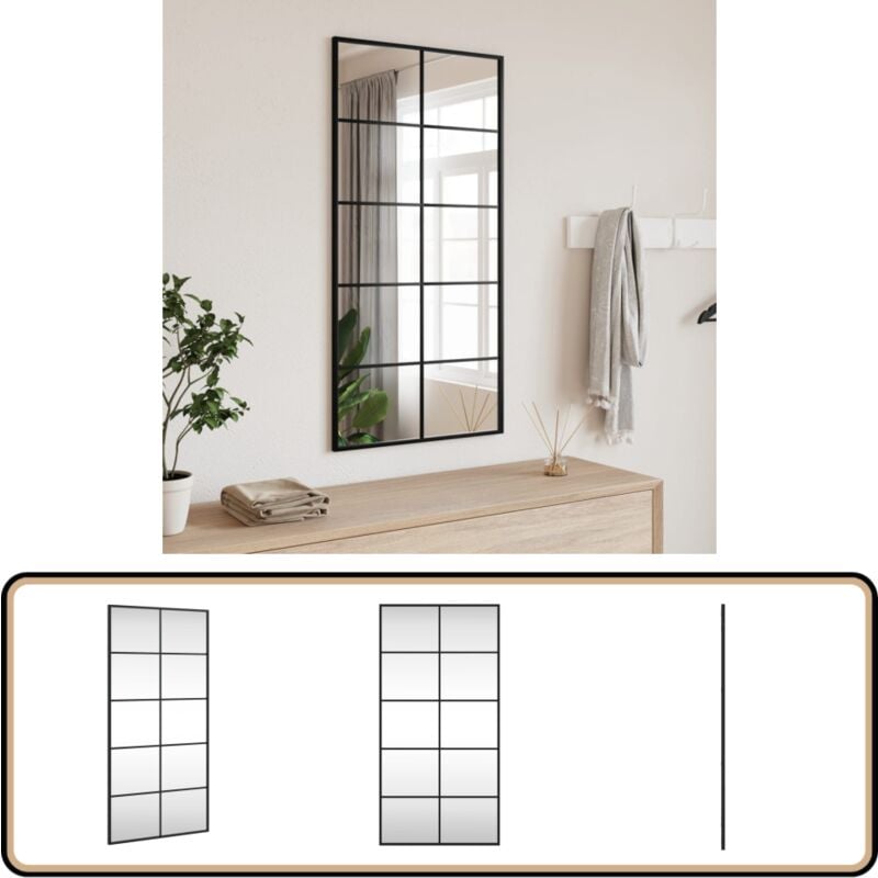 Vidaxl - Wandspiegel Schwarz 50x100 cm Rechteckig Eisen - Wandspiegel - Rechteckiger Spiegel - Schwarzer Spiegel - Großer Spiegel - Badezimmer Spiegel