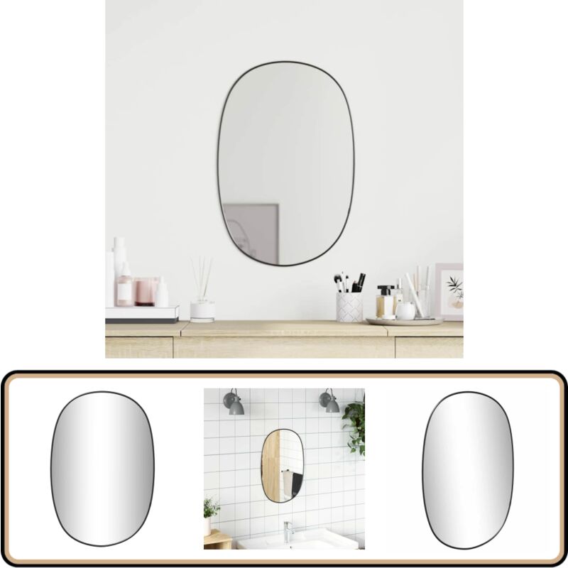 Wandspiegel Schwarz 60x40 cm - Wandspiegel - Spiegel Schwarz - Badezimmerspiegel - Wohnzimmerspiegel - Schlafzimmerspiegel