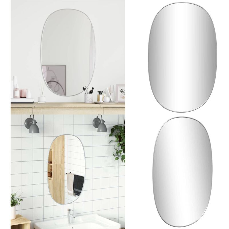 Wandspiegel Silbern 70x45 cm - Wandspiegel - Badezimmerspiegel - Wohnzimmerspiegel - Schlafzimmerspiegel - Spiegelfläche - Home & Living