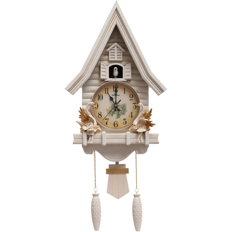 Wanduhr, Kuckucksuhr, moderne und kreative Wanduhr, Wanduhr für das Wohnzimmer, Holzdekorationen und Pendeluhr, ohne Batterien (begie)