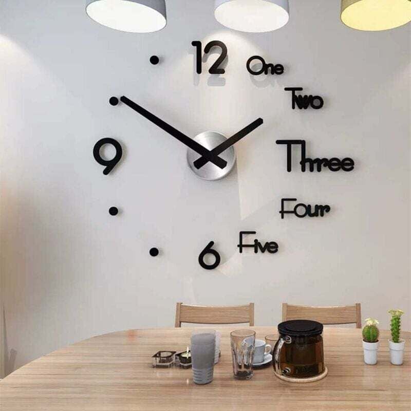 KZQ - Wanduhr Moderne Mode Wanduhr Rahmenlose 3D Spiegel Aufkleber Büro Hotel Home Dekoration diy Wanduhr