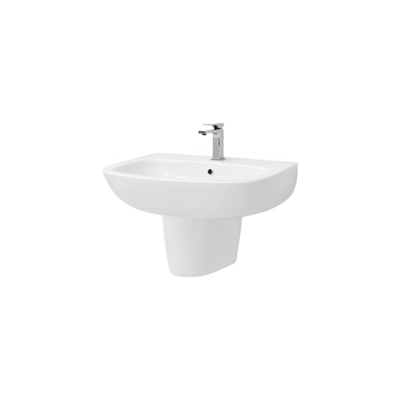 Abitare - Wandwaschbecken aus glänzend weißer Keramik – Art Ceram Ten - mit Kolonne