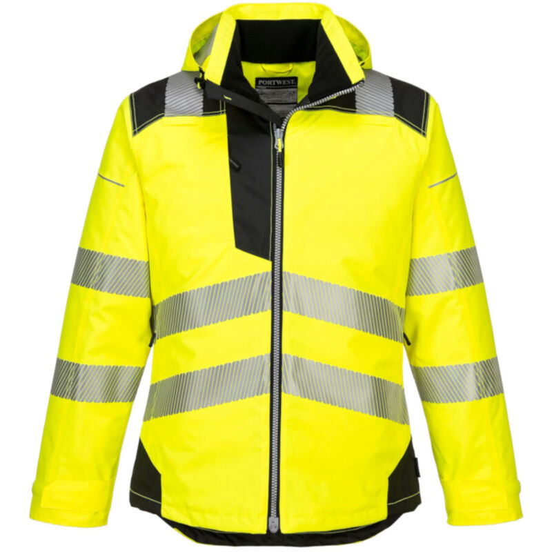 Portwest Warnschutz-Regenjacke mit Kapuze gelb L