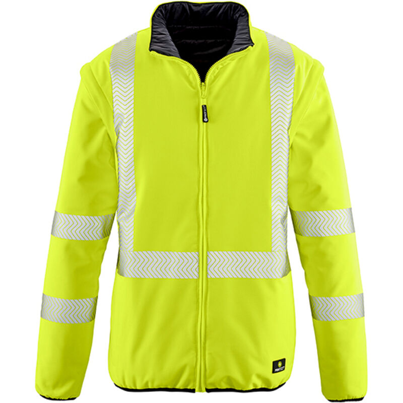 4PROTECT® Warnschutz-Softshellwendejacke RENO leuchtgelb/schwarz XL
