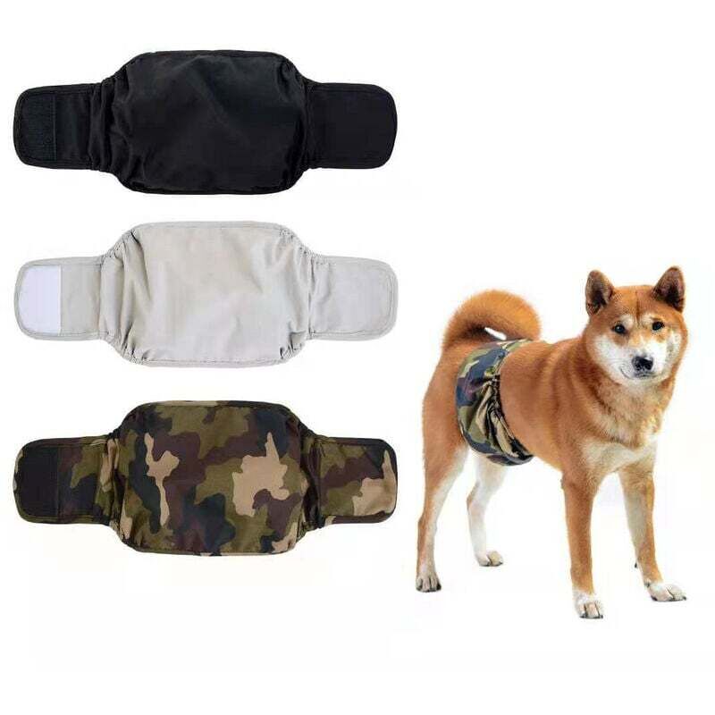 Waschbare Windeln für Rüden (3er-Pack) – Wiederverwendbare Streifen für Hunde (Camo, L)