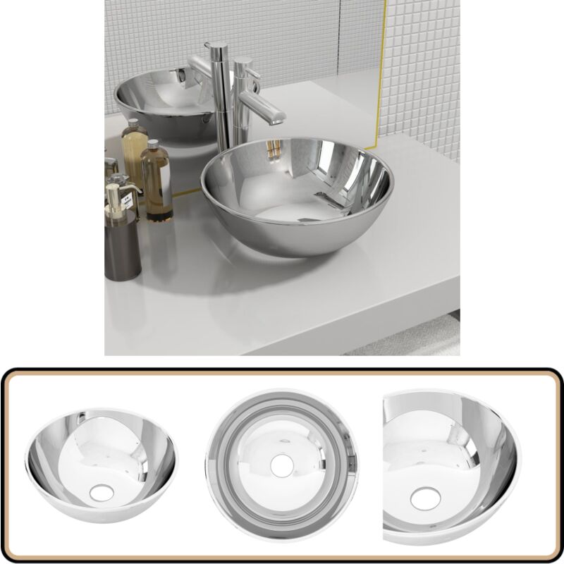 Vidaxl - Waschbecken 28 x 10 cm Keramik Silbern - Waschbecken - Keramik Waschbecken - Badezimmer Waschbecken - Aufsatzwaschbecken - Silbernes