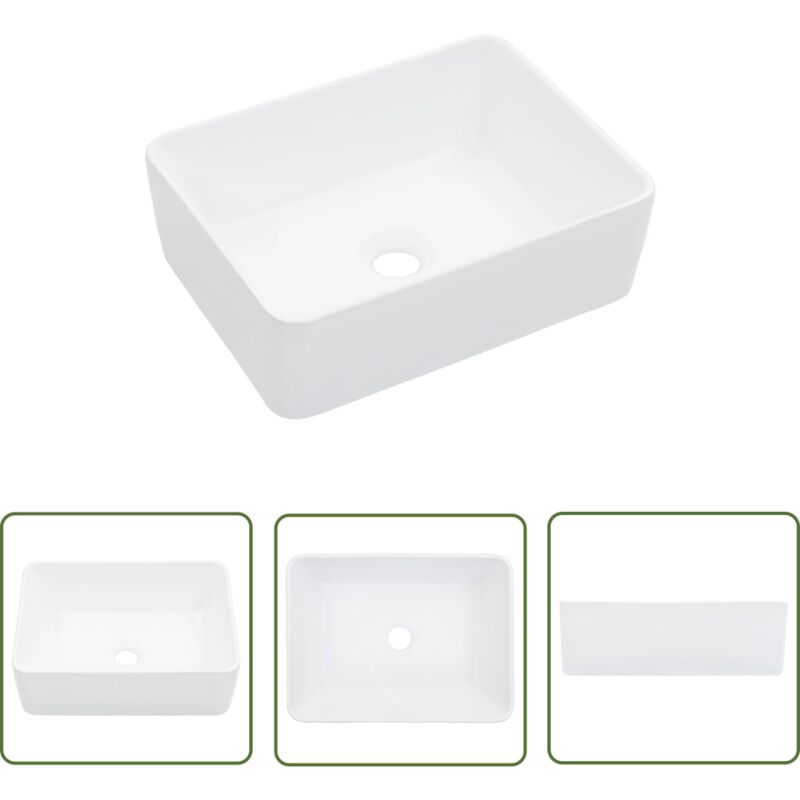 Longziming - The Living Store Waschbecken 40 x 30 x 13 cm Keramik Weiß - Waschbecken - Keramik Waschbecken - Aufsatzwaschbecken - Weißes Waschbecken