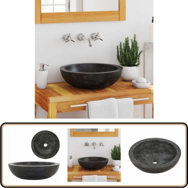 Vidaxl - Waschbecken 40x12 cm Marmor Schwarz - Marmor Waschbecken - Schwarzes Waschbecken - Badezimmer Waschbecken - Handwaschbecken - Designer
