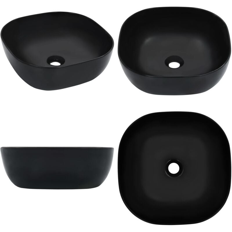 Vidaxl - Waschbecken 42,5 x 42,5 x 14,5 cm Keramik Schwarz - Quadratisches Waschbecken - Badezimmer Waschbecken - Keramik Waschbecken - Schwarzes