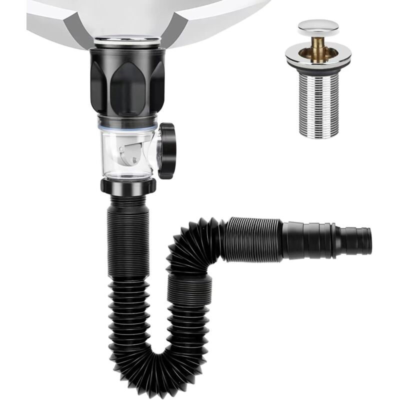 Waschbecken Ablaufgarnitur Kit, Ablaufgarnitur waschbecken Mit Pop up Abflussstopfen PVC Rohr, Siphon waschbecken Kits im Bereich von 300-800mm