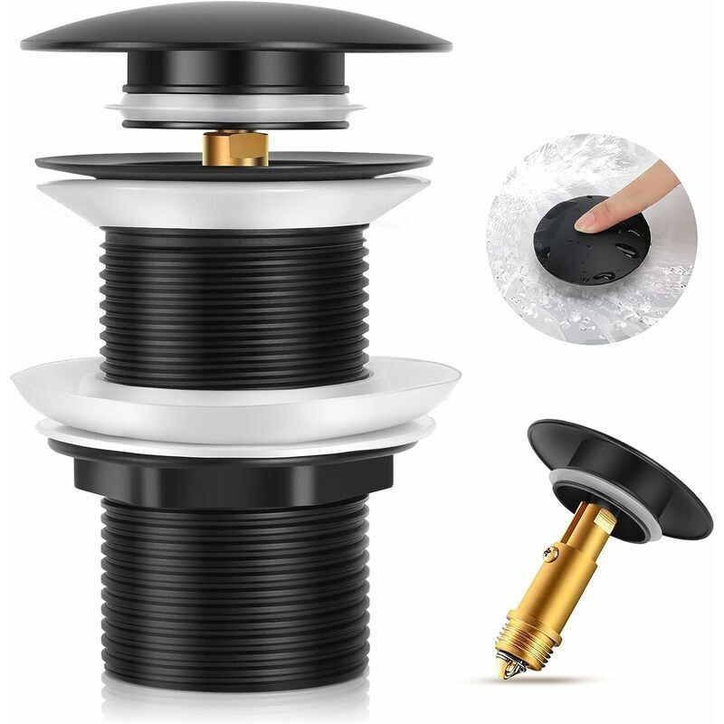 Toolive - Waschbecken-Ablaufgarnitur ohne Überlauf, Clic-Clac-Ablaufgarnitur, Waschbecken-Ablaufgarnitur aus Messing, Waschbecken-Ablaufgarnitur,