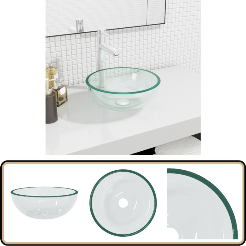 Waschbecken Hartglas 30x12 cm Transparent - Waschbecken - Glaswaschbecken - Aufsatzwaschbecken - Modernes Waschbecken - Designer Waschbecken