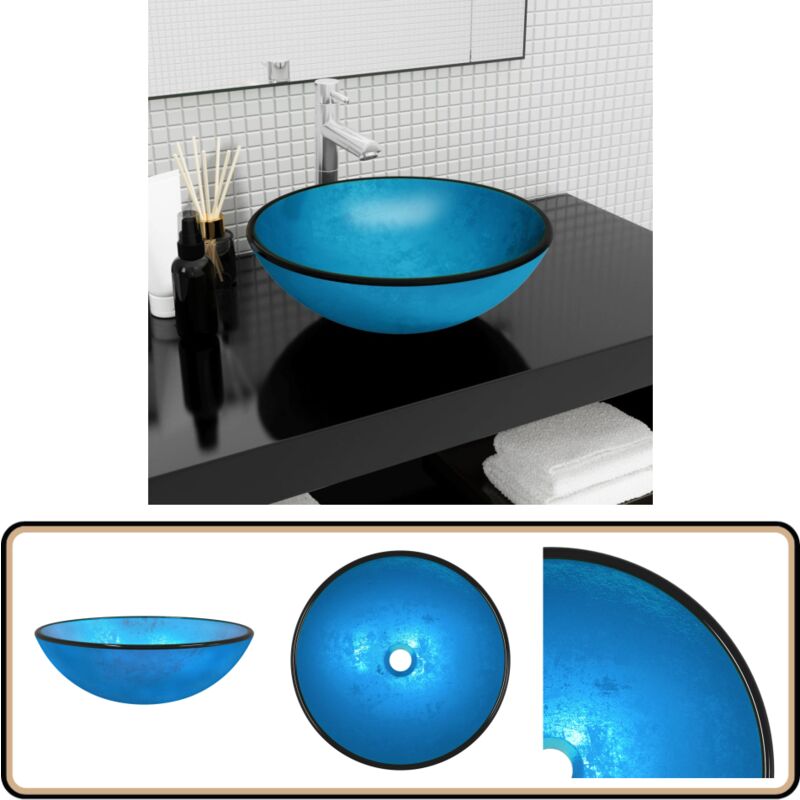Vidaxl - Waschbecken Hartglas 42x14 cm Blau - Badezimmer Waschbecken - Aufsatzwaschbecken - Glas Waschbecken - Blaues Waschbecken - Modernes