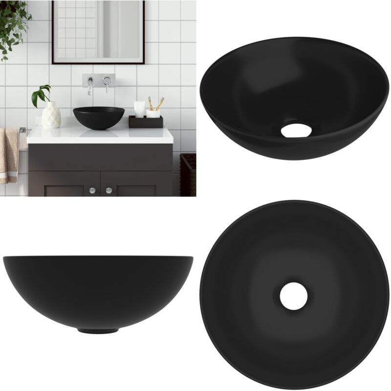 Vidaxl - Waschbecken Keramik Matt-Schwarz Rund - Waschbecken - Keramik-Waschbecken - Rundes Waschbecken - Matt Schwarz - Aufsetzbecken - Home & Living