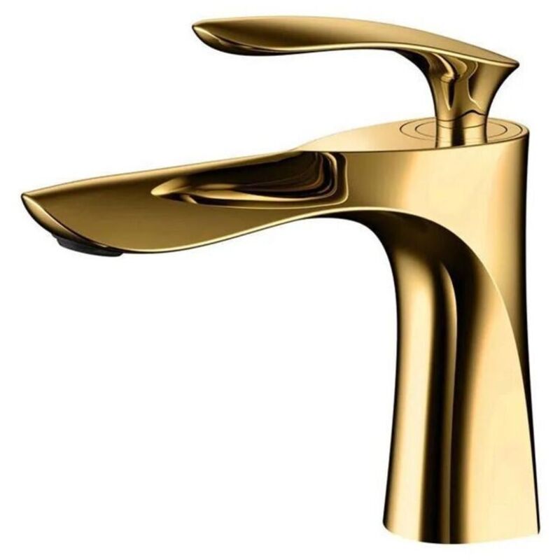 Ymyny - Waschbecken Wasserhahn Messing Mischbatterie Gold Chrom Finish Gold Mischbatterie mit Becken (Ohne Schlauch) mumu