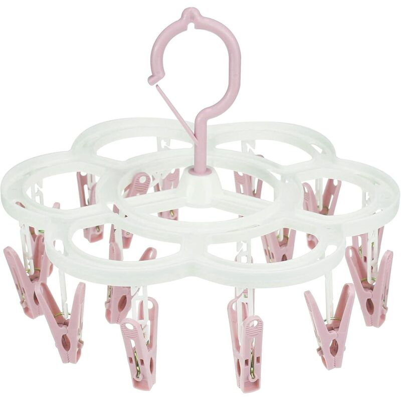 Wäscheklammer-Trockenständer, Kleiderbügel mit 16 Clips, Clip-Kleiderbügel zum Trocknen von Unterwäsche, Babykleidung, Socken, BHs, Handtüchern,