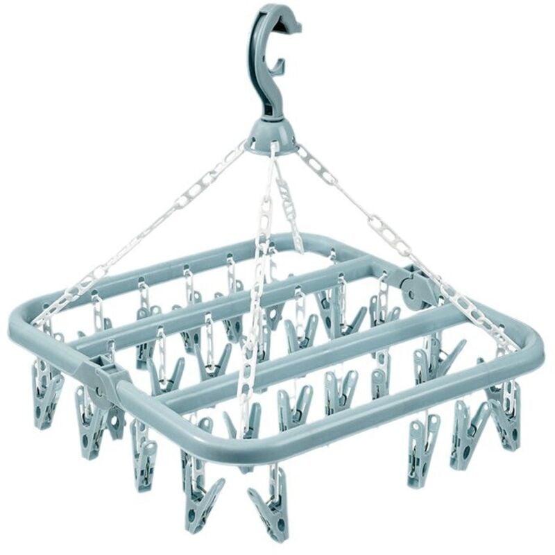 Wäscheständer für Babykleidung, winddicht, platzsparend, oval, mit 32 Clips, drehbar für Socken, ideal für Kleidung, Einlegesohlen, BHs,