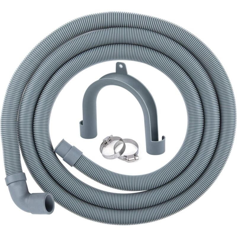 Csparkv - Waschmaschinen-Ablaufschlauch, 2 m Ablaufschlauch für Waschmaschinen und Geschirrspüler, Schlauchverlängerung inklusive Halterung und