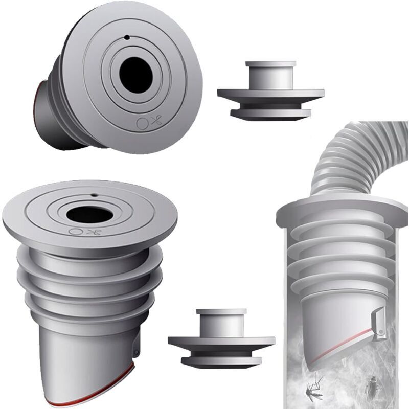 Waschmaschinen-Rohrdichtung, 2 Stück, grauer Geruchsschutzstopfen, Waschmaschinen-Abflussstopfen, 35–40 mm