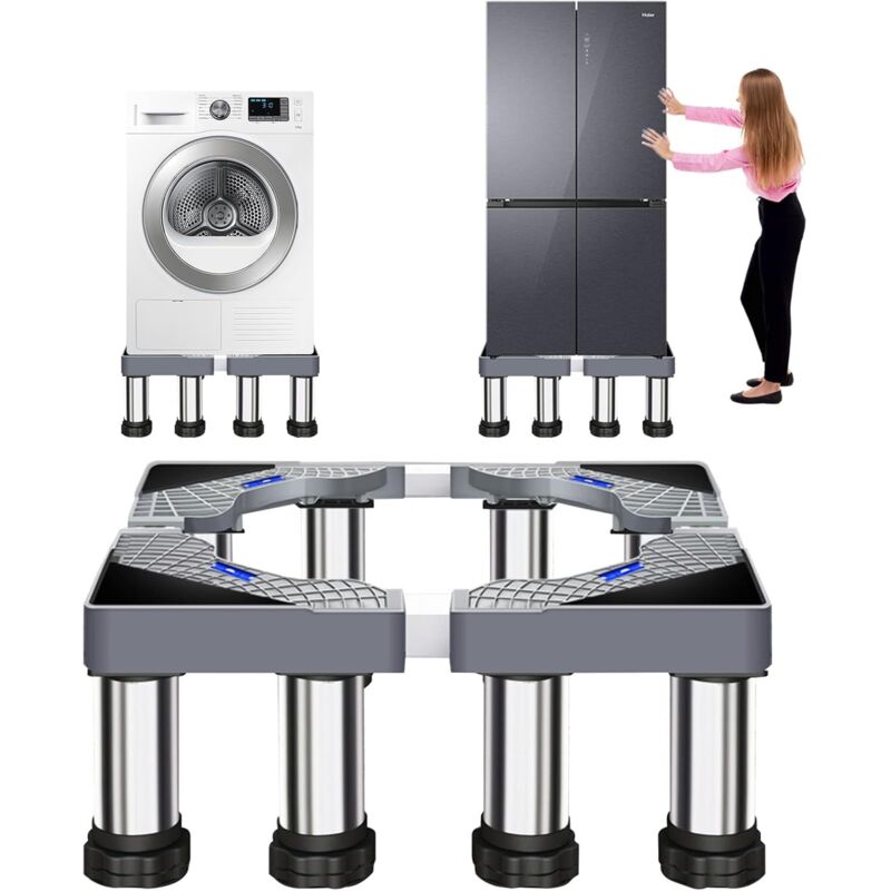 Waschmaschinenständer mit 8 Füßen, Waschmaschinensockel, verstellbare Breite 40-60 cm, mit 4 stabilen Füßen für Waschmaschine, für Kühlschrank,