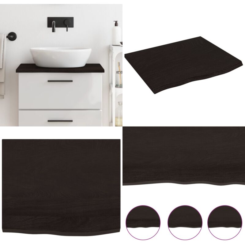 Waschtischplatte Dunkelbraun 60x50x2 cm Massivholz Behandelt - Waschtischplatte - Eichenholz Platte - Badezimmerstil - Möbelstück - Handarbeit - Home