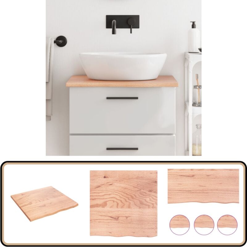Waschtischplatte Hellbraun 60x60x2 cm Massivholz Behandelt - Eichenholz Platte - Waschtischplatte - Holz Arbeitsfläche - Badrenovierung - Möbelstück
