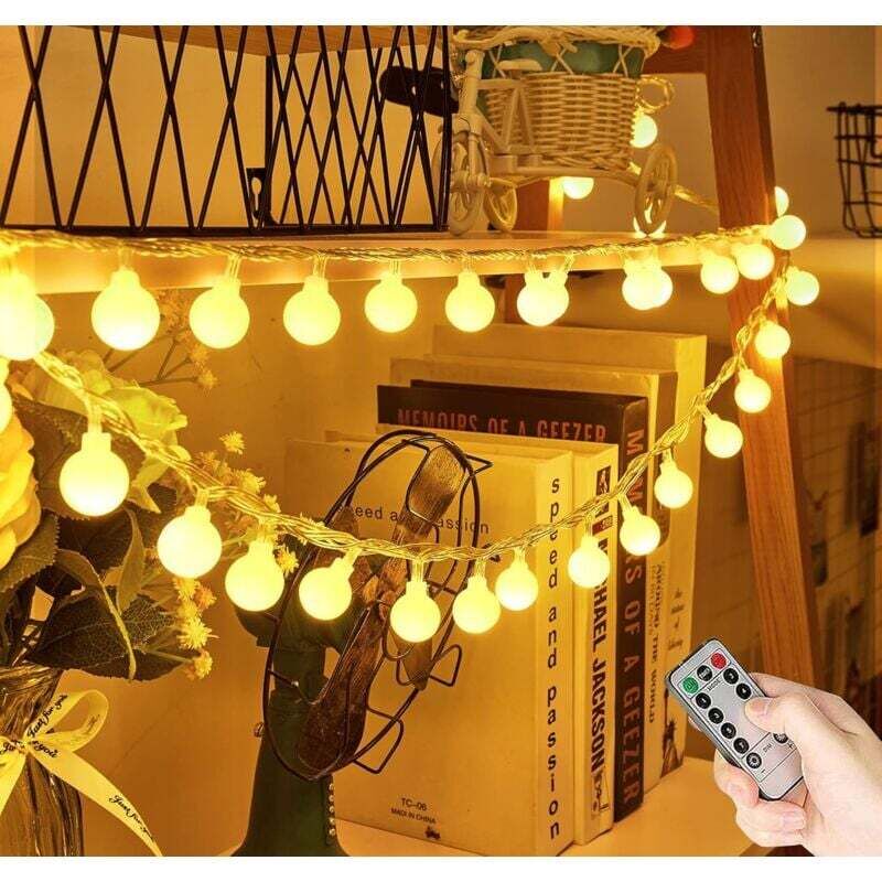 Wasserdichte batteriebetriebene Lichterkette, 5 m/50 LEDs, batteriebetriebene Lichterkette, Weihnachtsdekoration (warmweiß)