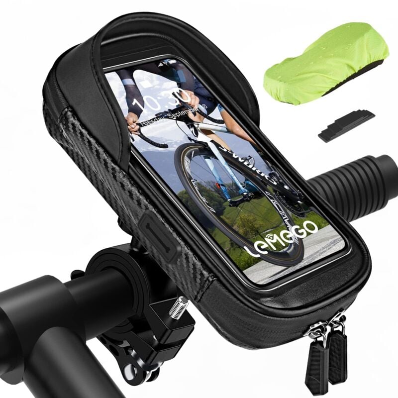 Wasserdichte Handyhalterung, Fahrradtasche MTB Lenker Handyhalterung Fahrrad Elektroroller Motorrad Roller 360 Drehung mit Regenschutz Touchscreen