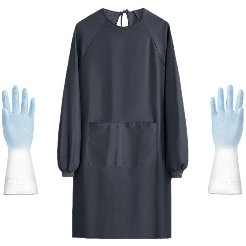 Csparkv - Wasserdichte Haushaltsschürze für Damen. Arbeitsbluse für Damen mit Taschen. Langarmschürze für den Haus- und Gartenbereich. Wird mit einem