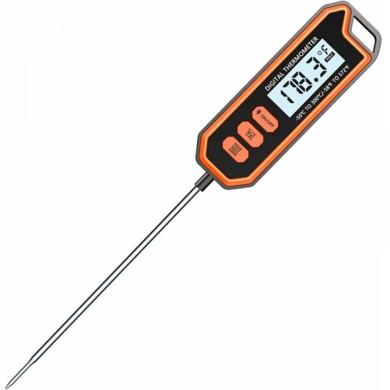 Wasserdichte Küchenthermometer, Kochthermometer mit Sperrfunktion und 14,2 cm Sonde, LCD-Display, hohe Präzision zum Kochen, Fleisch, Zucker, BBQ,