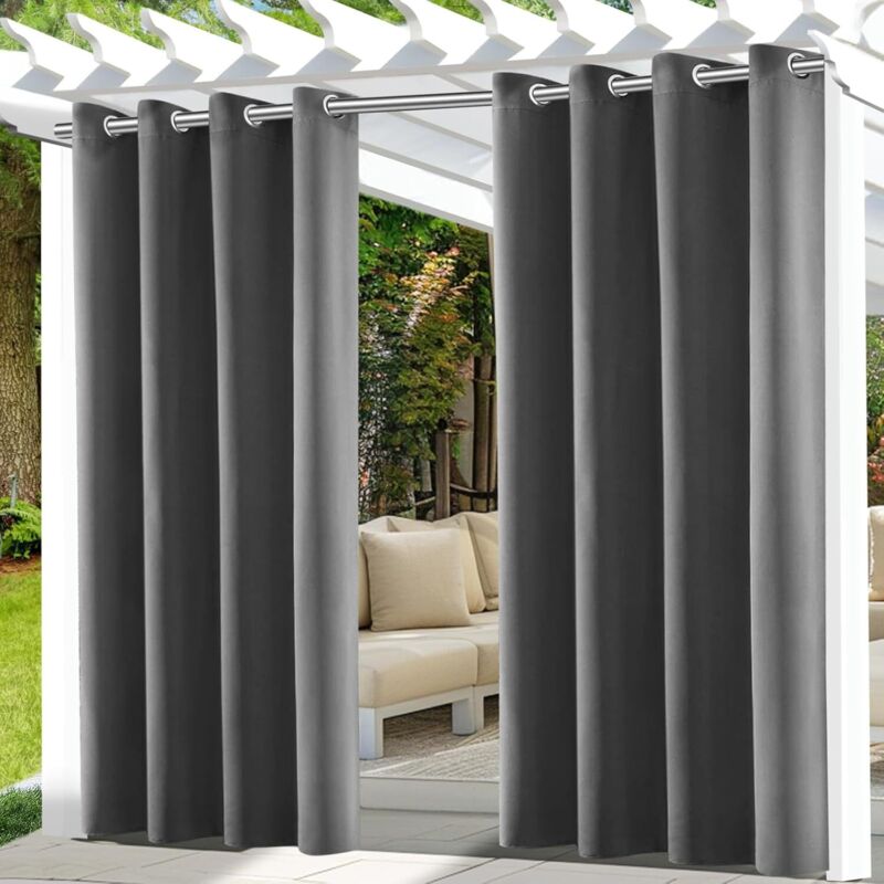 Gabrielle - Wasserdichte Outdoor-Vorhänge, 2er-Set Pergola-Vorhänge mit Ösen oben, Verdunkelungsvorhang für draußen, Terrassenvorhang für drinnen und