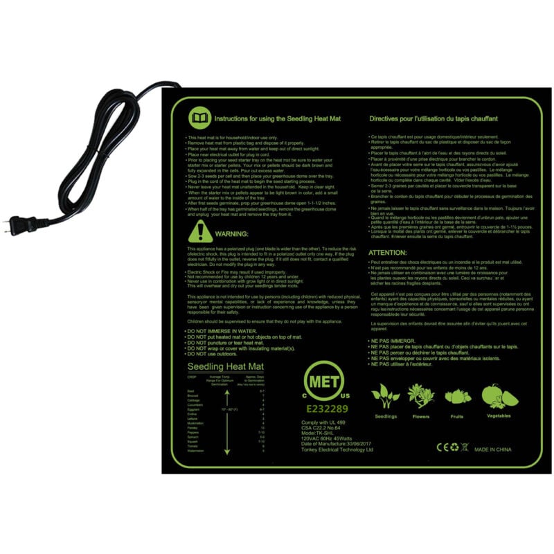 Wasserdichte Pflanzenheizmatte, Gewächshauskeimung beschleunigt die Samenkeimung, Terrarium-Heizmatte, 52 × 50 cm (1 Stück - 45 w)