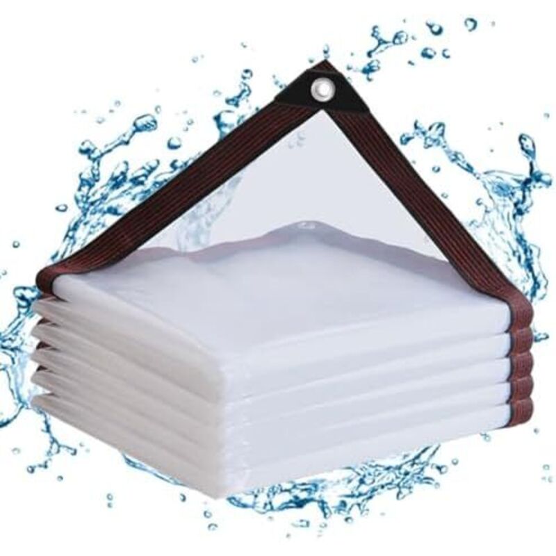 Wasserdichte PVC-Plane mit Ösen – 2 x 3 m – für Balkon, Sandkasten – Wind-/Sandkastenschutz – Außenbereich – Gartenmöbel – Transparente Plane für