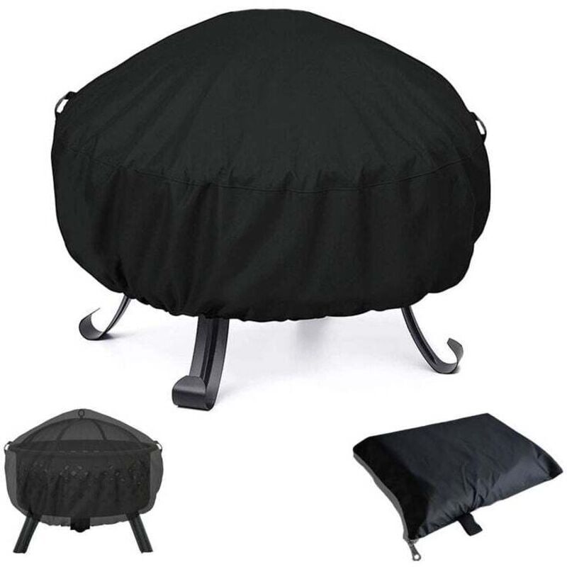 Wasserdichte, runde Grill-Feuerstellenabdeckung, winddicht, reißfest, 210D Oxford-Gewebe, Grill-Feuerstellenabdeckung, Feuerstellenabdeckungen 122 x