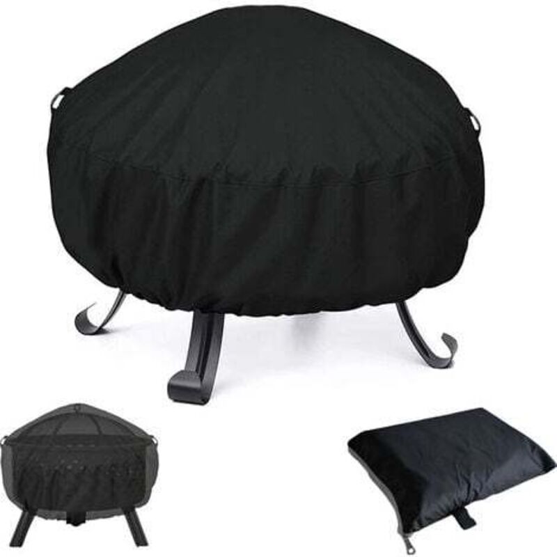 SNQ - Wasserdichte, runde Grill-Feuerstellenabdeckung, winddicht, reißfest, 210D Oxford-Gewebe, Grill-Feuerstellenabdeckung, Feuerstellenabdeckungen